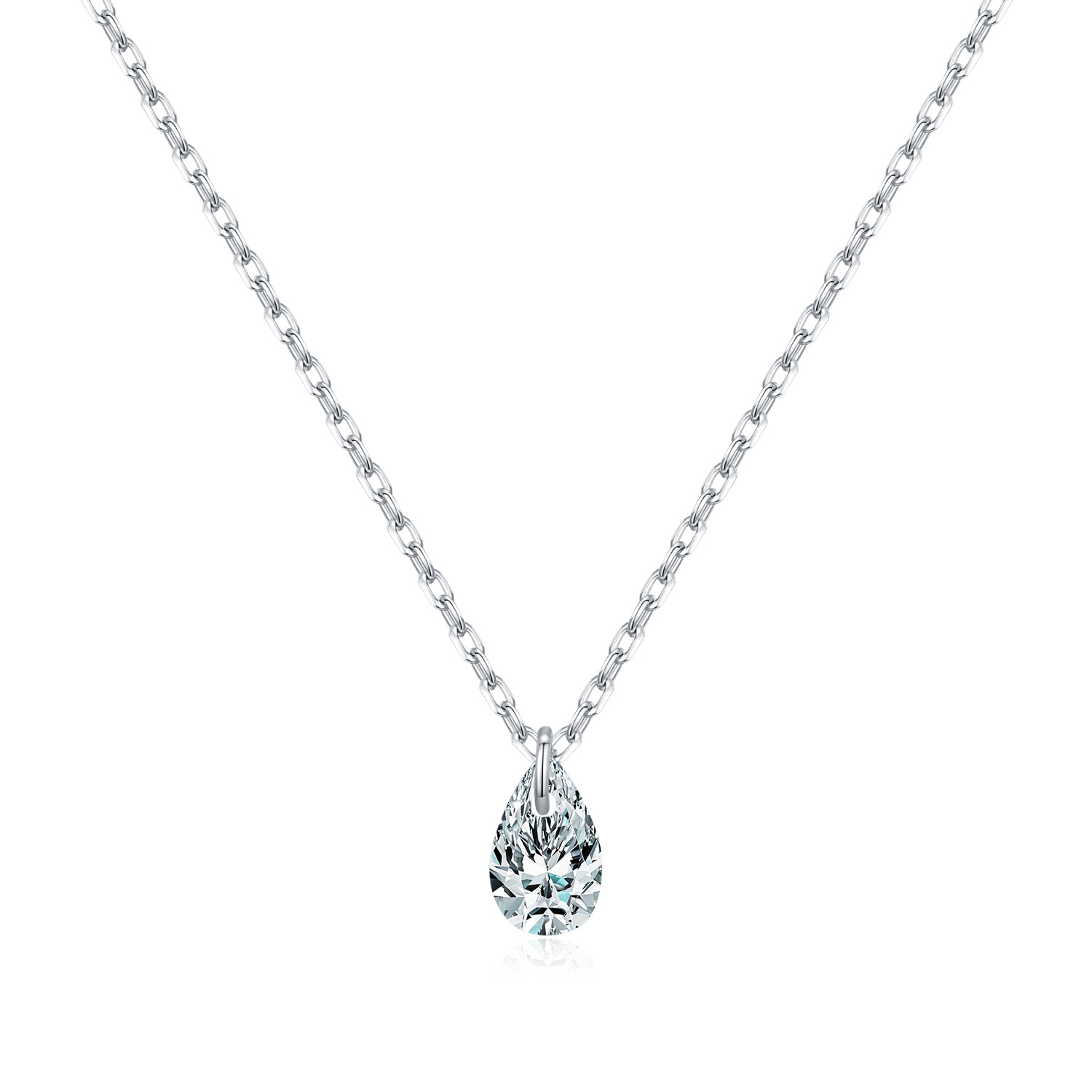 The D Color Moissanite S925 Sterling Silver Teardrop Necklace - Image 5